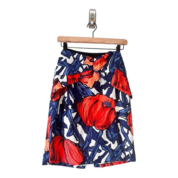 Anthropologie Moulinette Soeurs Navy & Red Poppies Fantastic Field Skirt Sz 6 - Picture 16 of 16